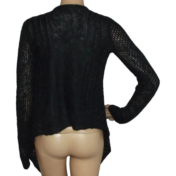 American Eagle Sweater Size XS Black shimmer Long cascading open front Cardigan - Picture 6 of 11